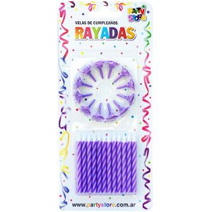 VELAS FINITAS CORTAS EN BLISTER X 24 UNI. VIOLETA (5187)