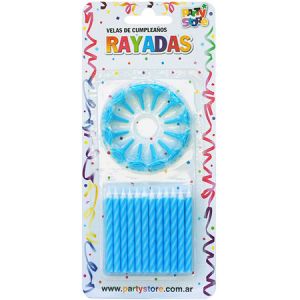 VELAS FINITAS CORTAS EN BLISTER X 24 UNI. CELESTE (5186)