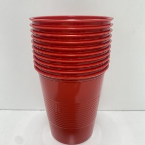 VASO DESCARTABLE PLASTICO COLOR ROJO X 10 UNI. (1602)