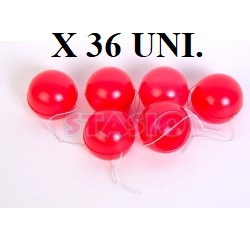 NARIZ DE PAYASO ROJA CON ELASTICO X 36 UNI. (1200)