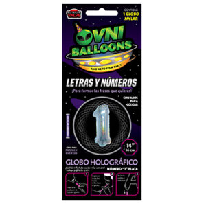 GLOBOS HOLOGRAFICOS EN FORMA DE NUMEROS 14″ 36 CM. PLATEADO