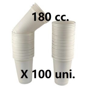 VASOS DESCARTABLES BLANCO 180CC. X 100 UNI. (2589)