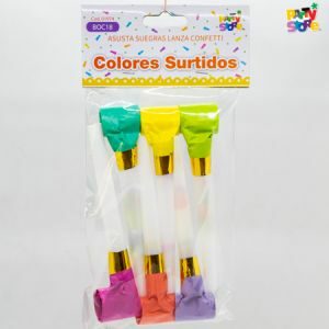 ASUSTA SUEGRA LANZA CONFETTI COLORES SURTIDOS X 6 UNI. PARTY STORE (3654)
