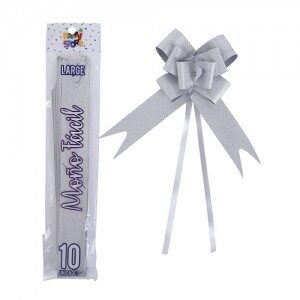 Moño facil grande con glitter x 10 uni. "PARTY STORE"