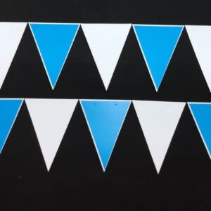 Banderin tela triangulos blanco y celeste (4167)