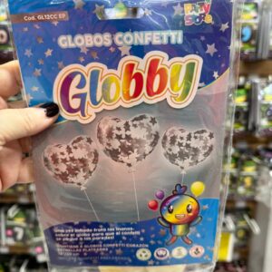 Globby 12 " corazon con estrellas plateado x 6 uni. (4258)