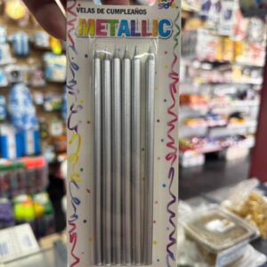 Velas largas x6 uni. plata (4278)