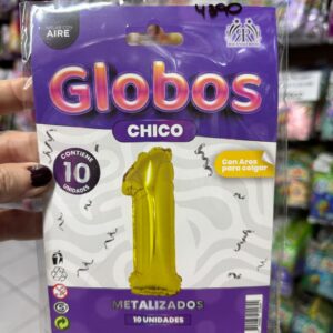 Globo met. numero chico dorado ( 4389/4398) party